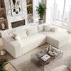 Modular Sectional Sofa Corduroy Upholstered L-shaped Sofa Couch with Deep Seats-Beige - Gallery View 1 of 9