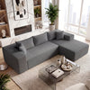 Modular Sectional Sofa Corduroy Upholstered L-shaped Sofa Couch with Deep Seats-Gray - Gallery View 1 of 9