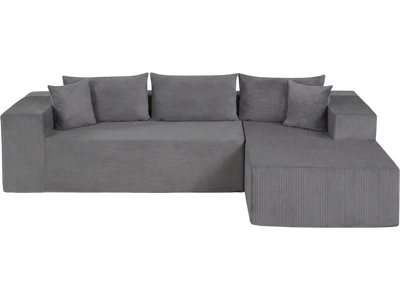 Costway Modular Corduroy Upholstered L-Shaped Sectional Sofa Deep Seats 83403305 New