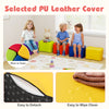 Colorful modular stool set for kids, featuring soft sponge filling and easy-to-clean PU leather covers for safe play.