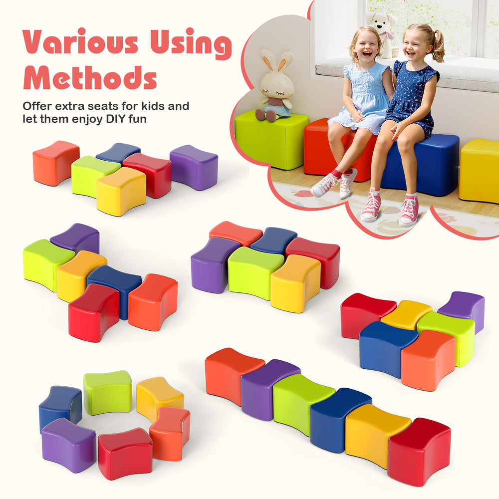 Modular stool set for kids featuring multicolor butterfly stools, ideal for seating, play, and color recognition.