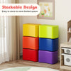 Colorful modular stool set for kids, featuring a stackable design for easy storage and soft, safe materials.