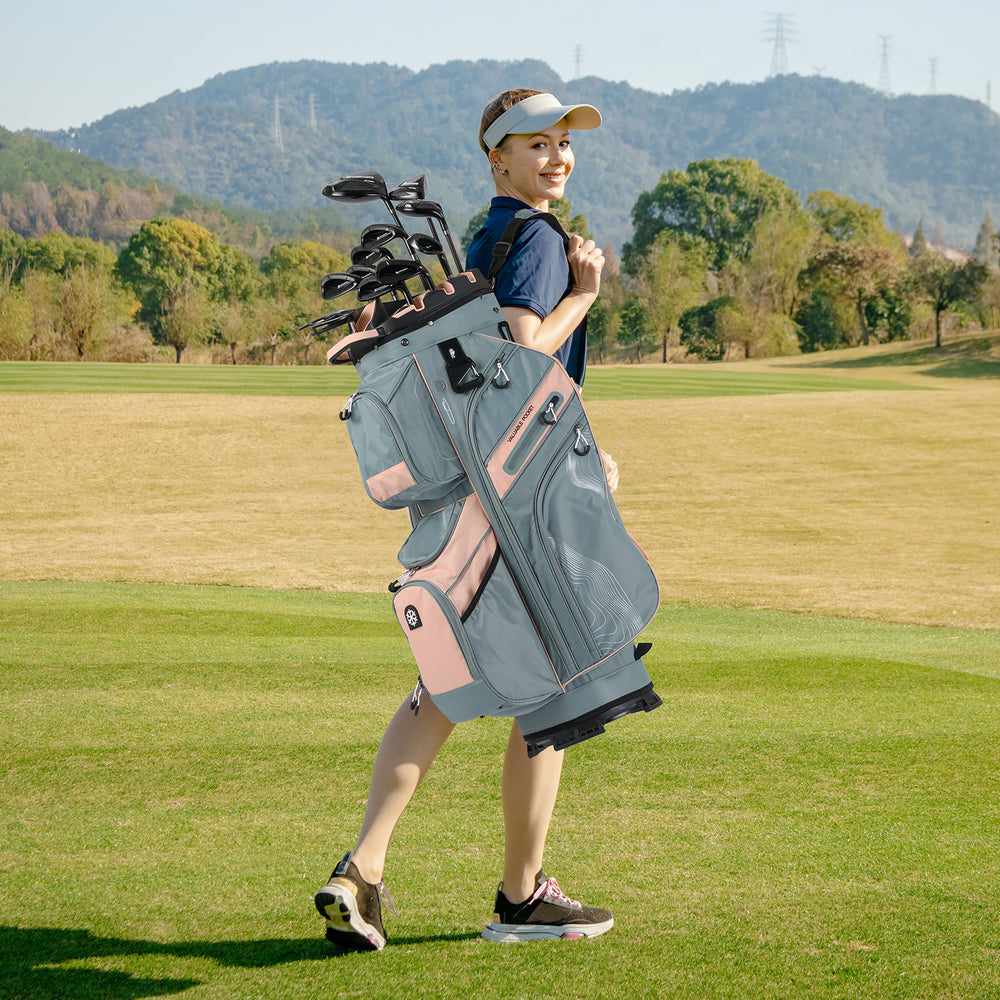 Molded Lock Top Golf Cart Bag with 14-Way Full Length Dividers and 11 Pockets-Orange - Gallery View 1 of 9