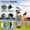 Molded Lock Top Golf Cart Bag in orange with 14-way dividers and multiple pockets for organized storage on the course.
