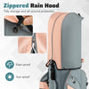 Zippered rain hood on the orange molded lock top golf cart bag, providing rain-proof and sun-proof protection.