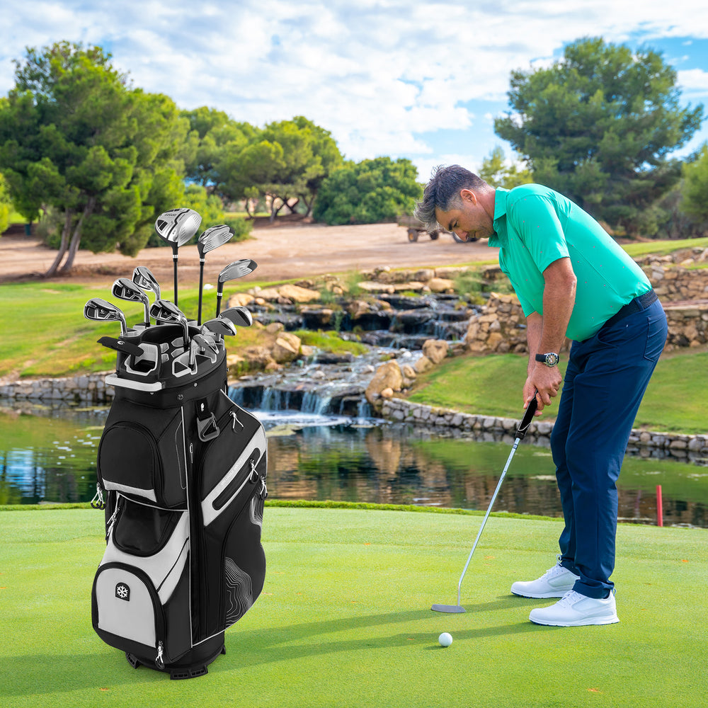 Molded Lock Top Golf Cart Bag with 14-Way Full Length Dividers and 11 Pockets-Gray - Gallery View 1 of 10