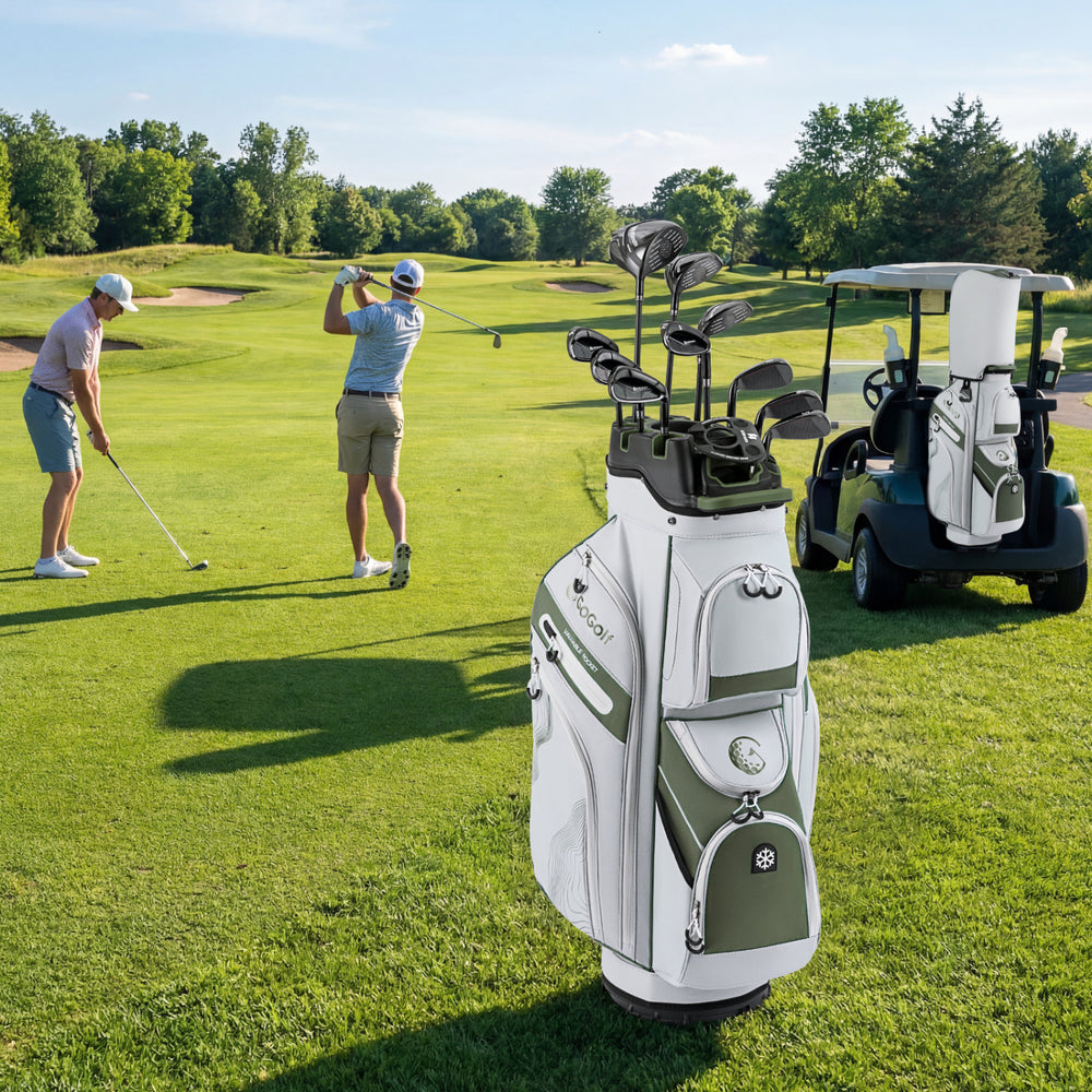 Molded Lock Top Golf Cart Bag with 14-Way Full Length Dividers and 11 Pockets-Green - Gallery View 1 of 8