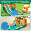 Monkey-themed inflatable water slide with jumping area and pool, featuring a 680W blower for indoor and outdoor fun.
