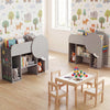 Montessori bookshelf in grey featuring an adorable elephant design, ideal for organizing toys and books in playrooms.