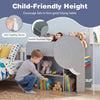 Elephant-shaped Montessori bookshelf in grey with 5 storage areas, promoting tidying habits for toddlers.