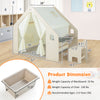 Montessori style indoor playhouse with blackboard, ergonomic chair, and storage bin for toddlers aged 2-6 years old.