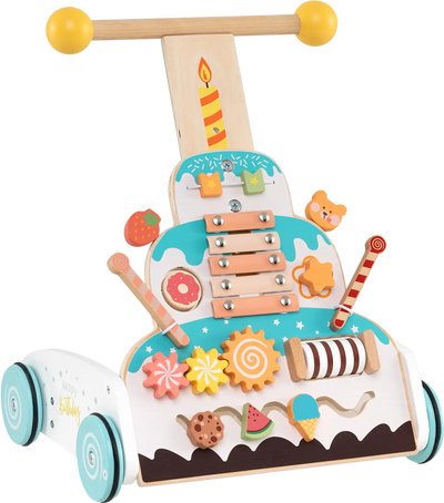 Costway Wooden Baby Walker Adjustable Height Smooth Wheels 821647395 New