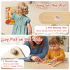 Montessori wooden educational clock toy with cartoon sliders, designed for toddlers, can be hung or laid flat for.