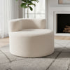 Moon-shaped single sofa chair in soft teddy fleece beige, featuring a curved backrest for relaxation and a non-slip.