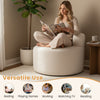 Moon-shaped floor single sofa chair in beige with soft teddy fleece, ideal for reading, gaming, or relaxing.