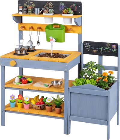 Costway Kids Mud Kitchen Playset Running Water Plant Pots 82788129 New