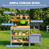 Mud kitchen set for kids featuring a spacious tabletop, dual-burner stove, and ample storage for imaginative outdoor play.