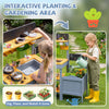 Mud kitchen set for kids featuring a dual-burner stove, removable sink, and planting pots for imaginative outdoor play.