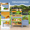 Mud kitchen set for kids features a dual-burner stove, removable sink, and plant pots for imaginative outdoor play.
