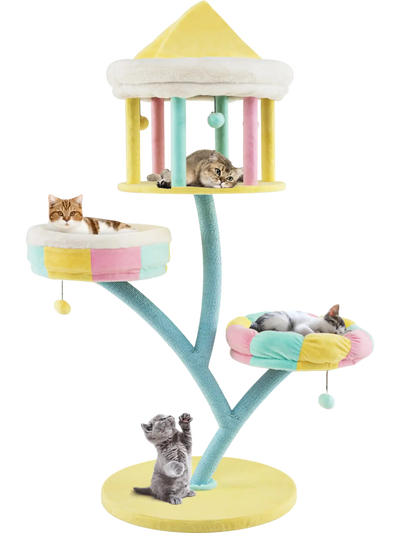 Costway Multi-Layer Cat Tree w/ 2 Removable Perches Scratching Posts 47619825 New
