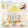 Open cat condo with removable perches, scratching posts, and faux rabbit fur for a cozy, playful experience.