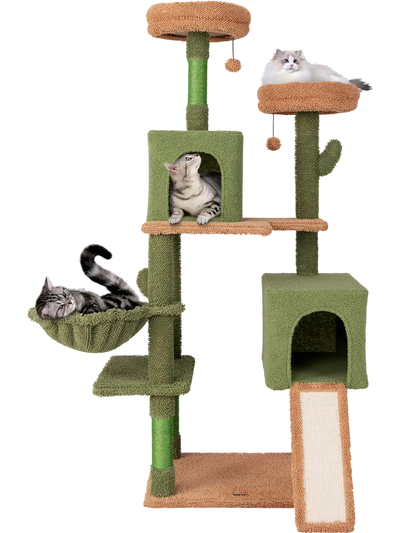 Costway Multi-Level Cactus Cat Tree Condo Scratching Posts Ladder Bed Toys 48516732 New