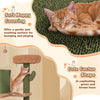 Multi-level cactus cat tree in green with cozy condos, plush perches, and natural sisal scratching posts for playful.