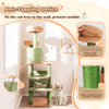 Multi-level cactus cat tree in green with plush perches, cozy condos, and natural sisal scratching posts for feline fun.