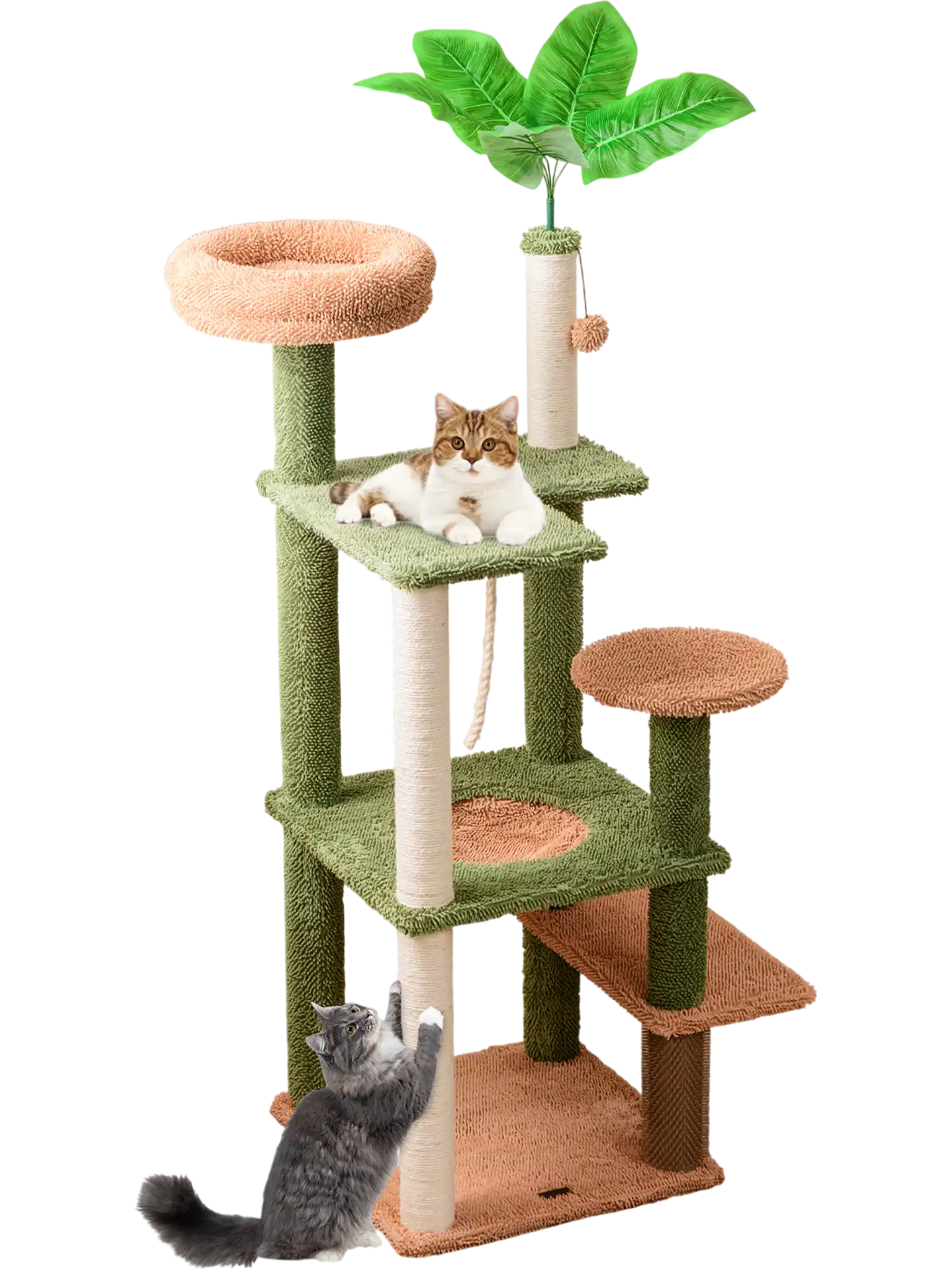 Costway Multilevel Cat Tree Scratching Posts Plush Perch Toy Bed Green 46827193 New