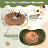 Multilevel cat tree featuring a cozy napping bed and top perch, perfect for surveying and relaxing in vibrant green.