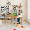 Kids Multi Activity Play Table Wooden Building Block Desk with Storage Paper Roll-Natural - Gallery View 1 of 10