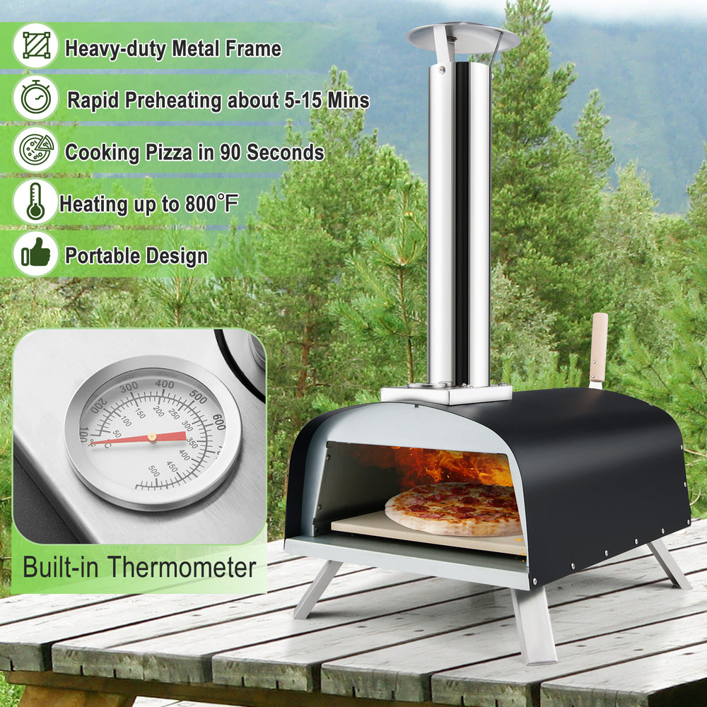 Costway Portable Multi-Fuel Pizza Oven with 13" Stone and Peel New