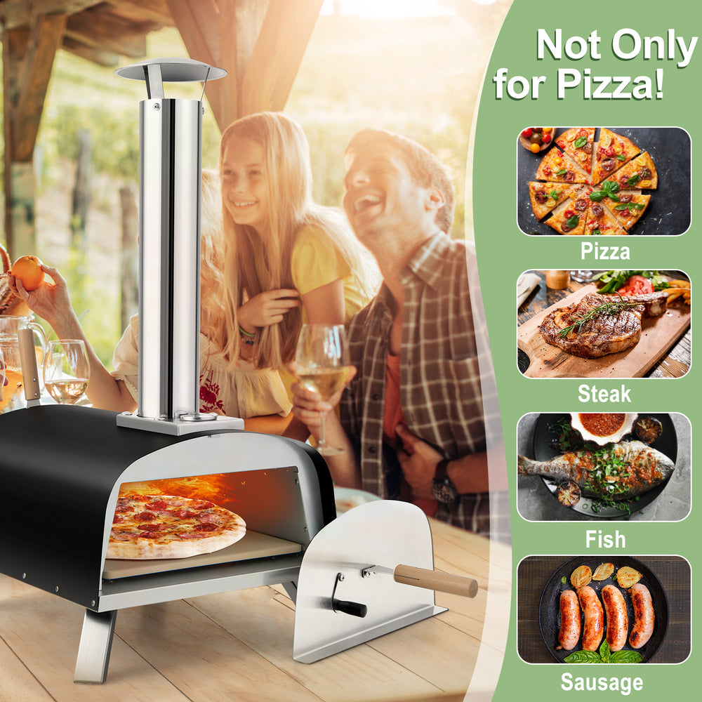 Costway Portable Multi-Fuel Pizza Oven with 13" Stone and Peel New
