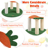 Multi-level cat tree with fruit-shaped platforms, sturdy sisal posts, and a wide round base for active play and comfort.
