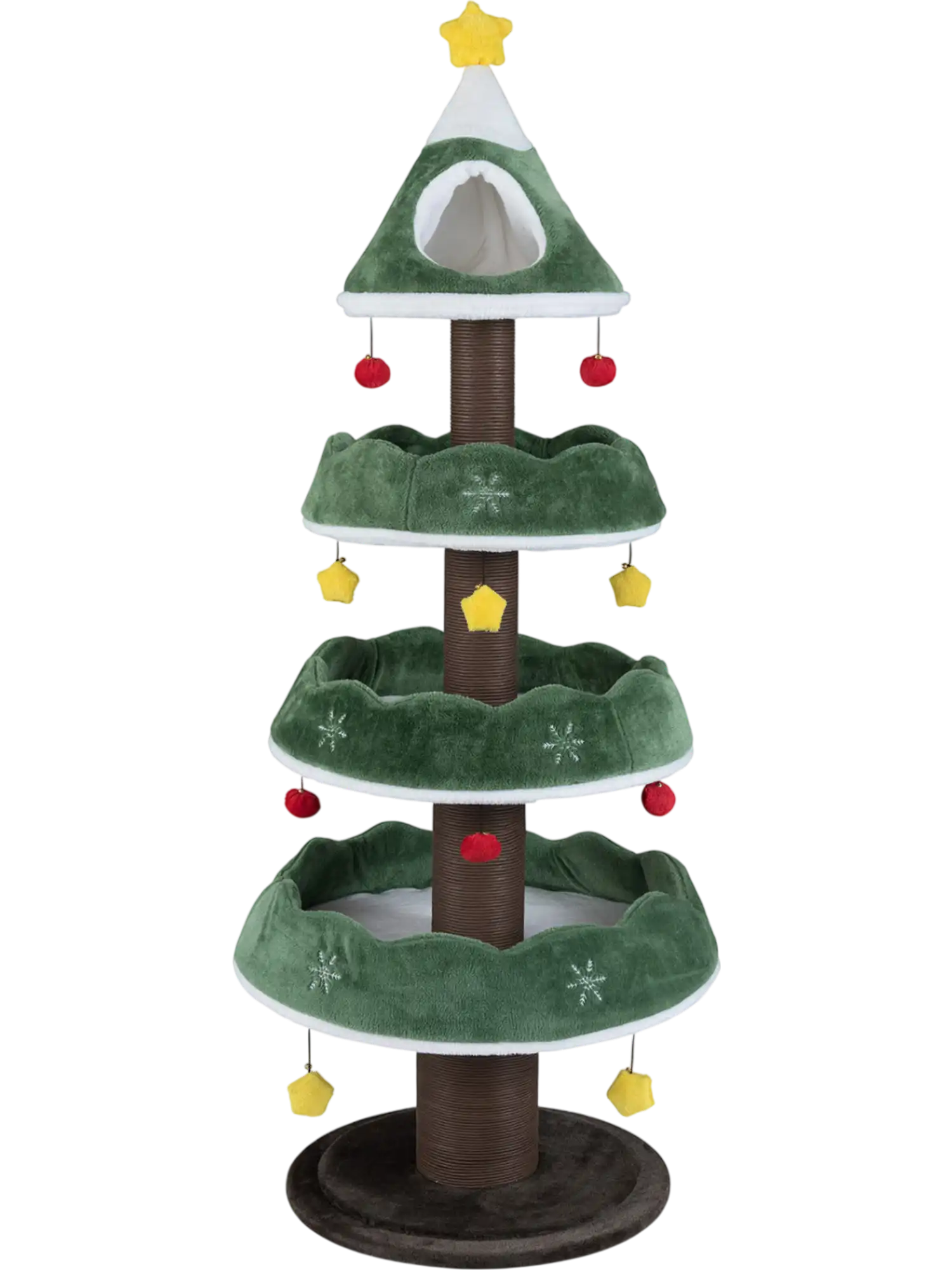 Costway Multi-Level Christmas Cat Tree 3 Platforms Upholstered Top Perch 11350602 New