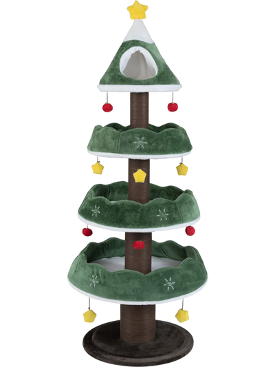 Costway Multi-Level Christmas Cat Tree 3 Platforms Upholstered Top Perch 11350602 New