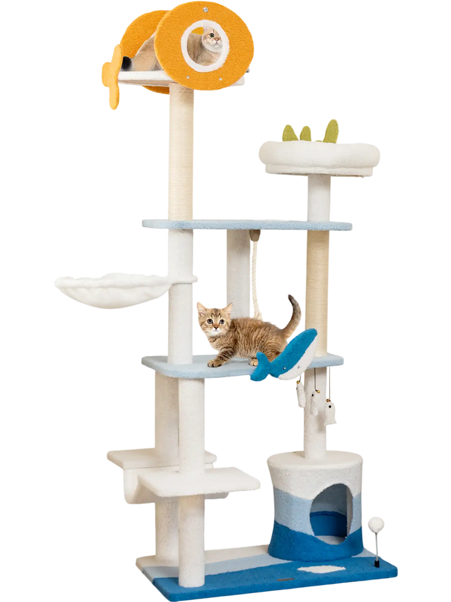 Costway Ocean-Themed Multi-Level Cat Tree Tower Blue 48527163 New