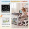 Multi-purpose kids table set featuring a removable double-sided tabletop with chalkboard and smooth surface for.