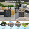 32-inch fire pit table with fire glasses, featuring a heavy-duty metal frame, for backyard or patio use.