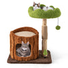 Multifunctional cat tree in brown with a cozy condo, plush top perch, and sisal scratching post for feline fun.