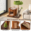 Multifunctional cat tree in brown featuring a cozy condo, sisal scratching panel, and plush top perch for feline.