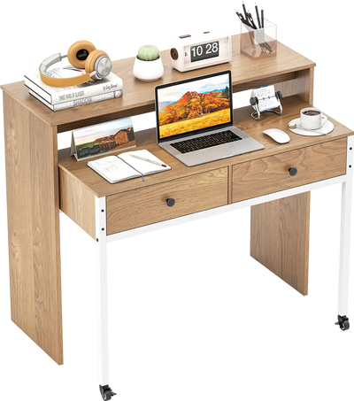 Costway Extendable Computer Desk Pull Out Secondary Desk 23914875 New