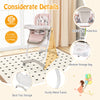Multifunctional pink baby high chair with adjustable height, rolling wheels, and removable tray for easy cleaning and.