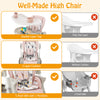 Multifunctional pink baby high chair with adjustable height, double-layer tray, and 5-point safety belt for comfort and.