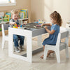 Multifunctional Kids Table and 2 Chairs Set with Chalkboard-Gray - Gallery View 1 of 11