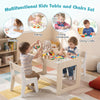 Multifunctional kids table and 2 chairs set with chalkboard, perfect for drawing, homework, and crafts in natural.