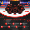 Electronic drum set with 7 drum sounds, dual stereo speakers, and recording function, perfect for kids' music practice.