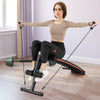 Adjustable multifunctional sit-up bench with comfortable padding, suitable for various workouts and easy storage.