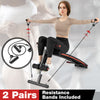 Multifunctional sit-up bench with adjustable positions, resistance bands included, ideal for versatile workouts at home.