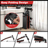 Multifunctional sit-up bench in a folded position, featuring adjustable metal design for easy storage and versatile.